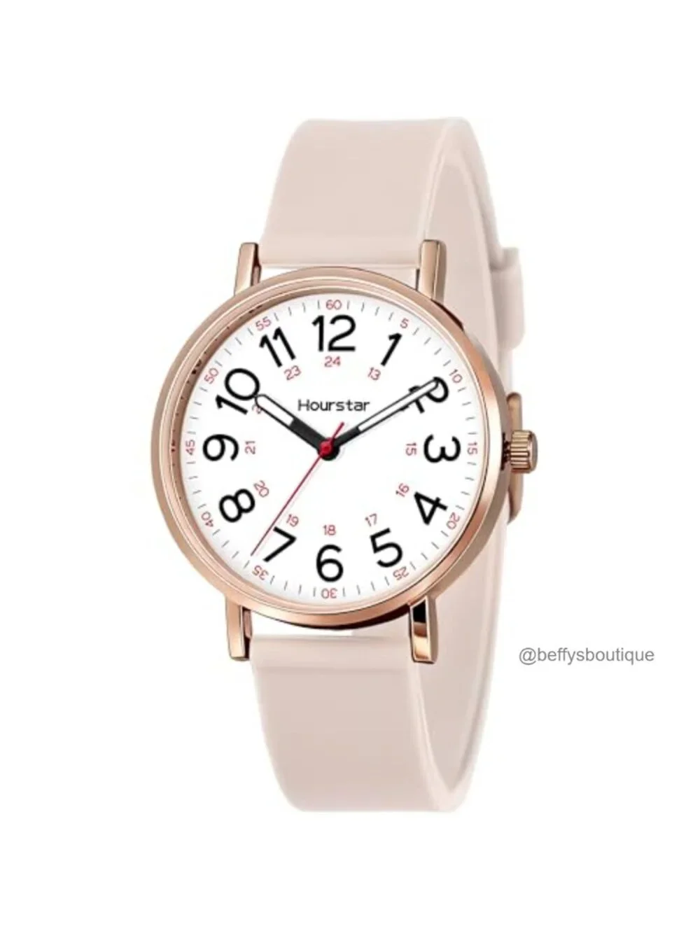 Hourstar Women's Analog Nurse Watch Silicone Easy Read 12/24 Military Time 30m